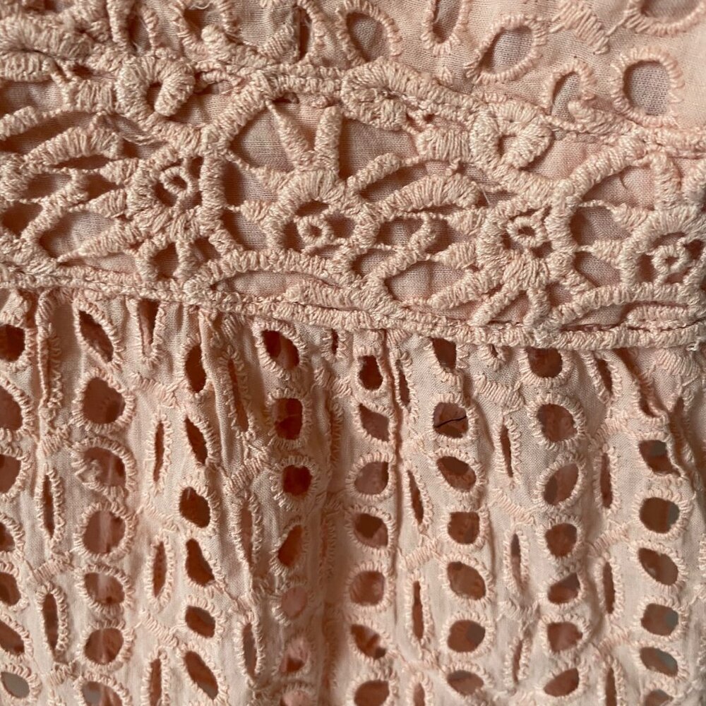 Japna Women XL Pink Babydoll‎ Lace Smocked Crop Top Adjustable Straps Coquette - Picture 9 of 10